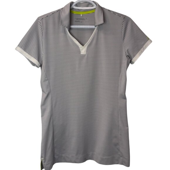 Nike grey/white striped V-neck shirt size M - Picture 2 of 4